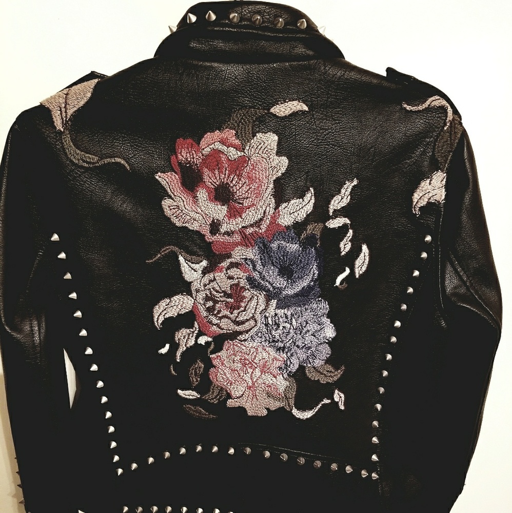 Motocycle Studded Embroidery Jacket - Picture 2 of 4